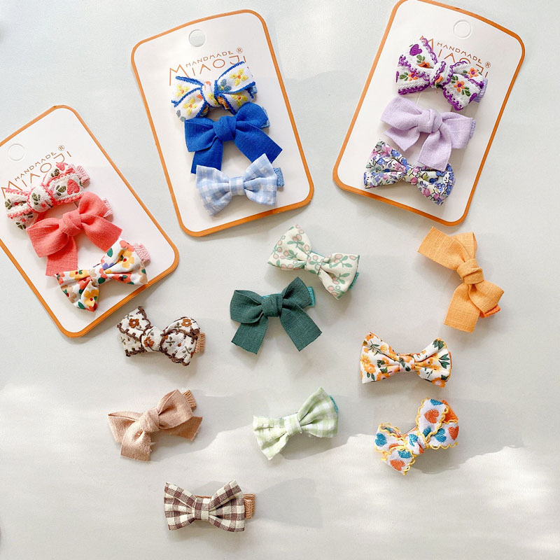 Children's Embroidery Fabric Bow Hair Clip Korean Baby Hair Clip Little Girl Headwear Side Bangs Broken Hair Clip