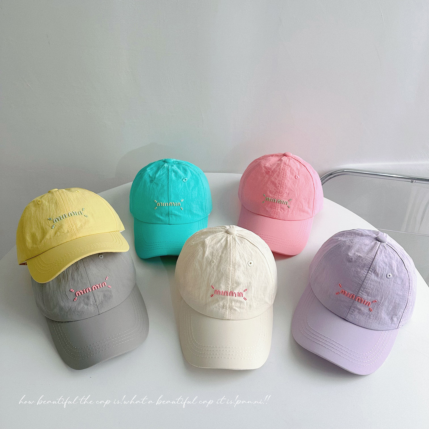 Light And Breathable ~ South Korean Ins Letter Children's Baseball Cap Summer Quick Dry Waterproof Cap Girls Sunscreen Hat details Picture
