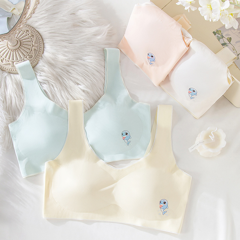 Junior High School Ice Silk Traceless Little Push-Up Sports Bra With Chest Permeation Bra