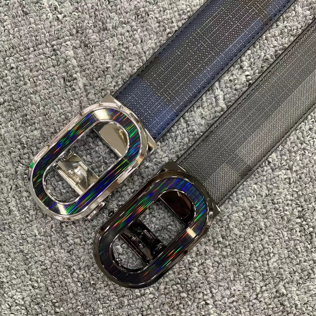 New men's automatic buckle belt, hollow casual belt, cowhide belt, men's belt 25-2209-01-5