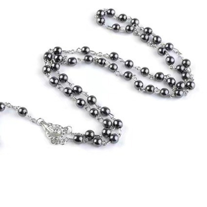 Prayer bead necklace with 59 cross pins and stone beads, exported from Europe and America to Italy for foreign trade Specification image
