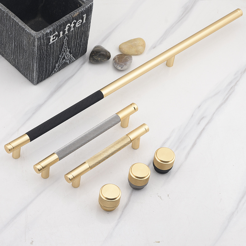 Golden two-color cabinet door handle, simple and light luxury wardrobe drawer handle, cabinet wine cabinet, European-style TV cabinet handle details Picture