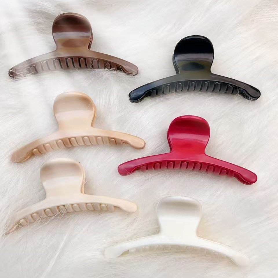 Simple tea-colored gripper, quality silicone hair clip, Korean version for women, exquisite updo, large shark clip, high-end accessory