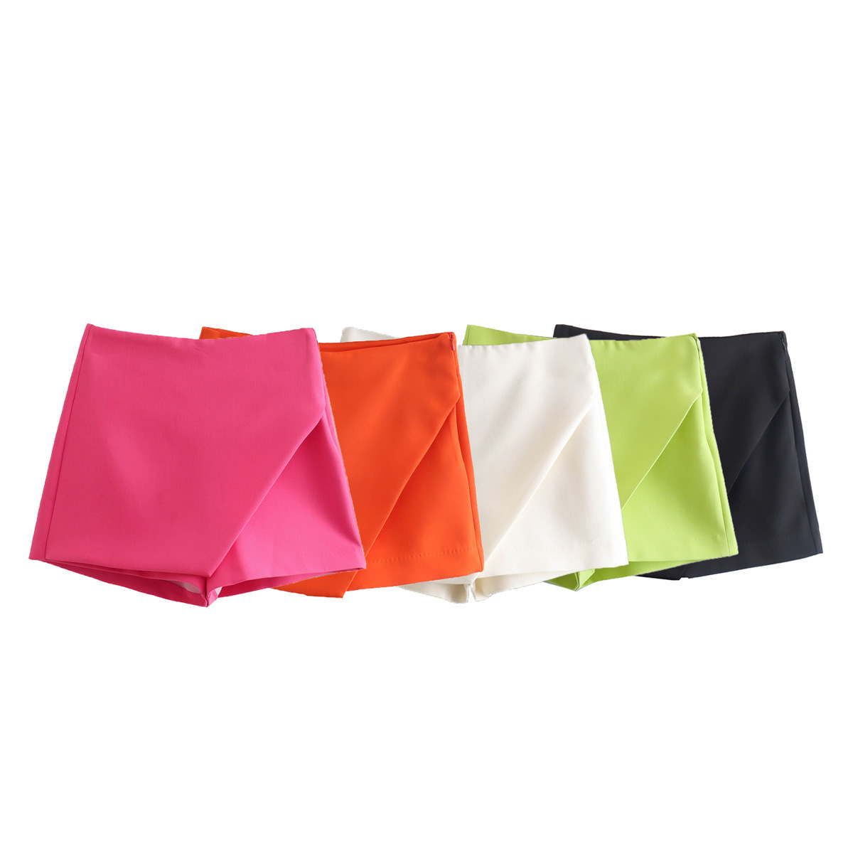 2022 Spring and Autumn New women's clothing: European and American style high-waisted irregular culottes, solid-color shorts, factory straight hair for women