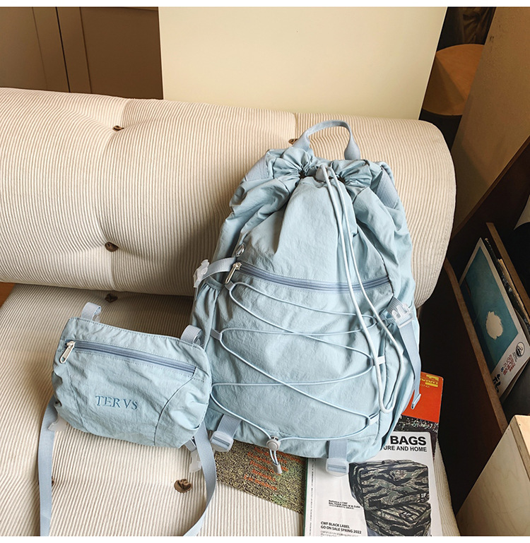 跨境双肩包男轻便登山包抽绳大容量户外旅行双肩包女大学生书包女详情32