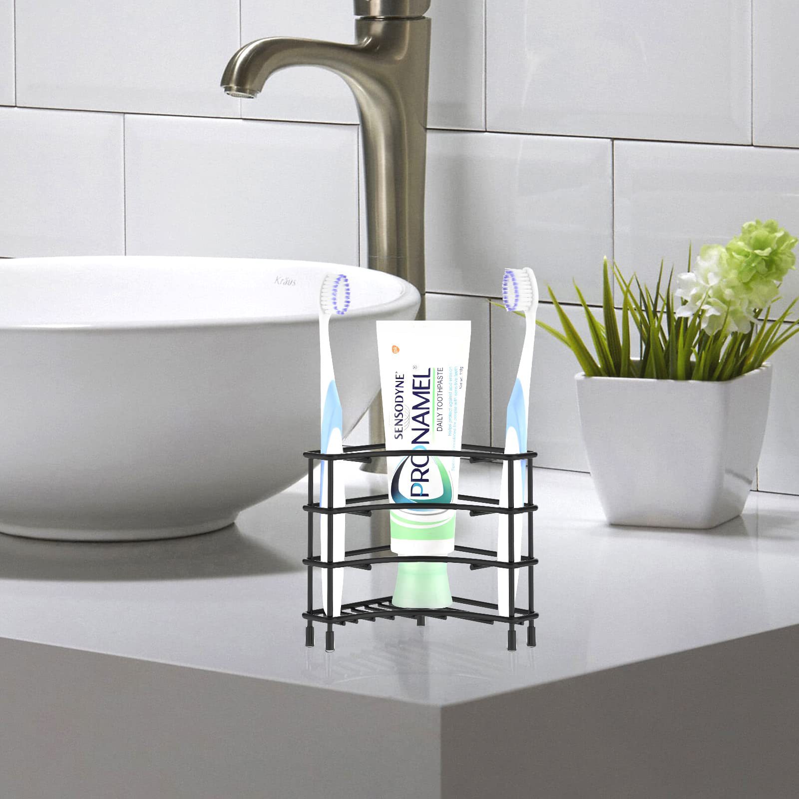 Wall-mounted toothbrush rack, no need for drilling, bathroom brushing cup storage, mouthwash cup, wall-mounted toothbrush cup rack, iron Application Scenario