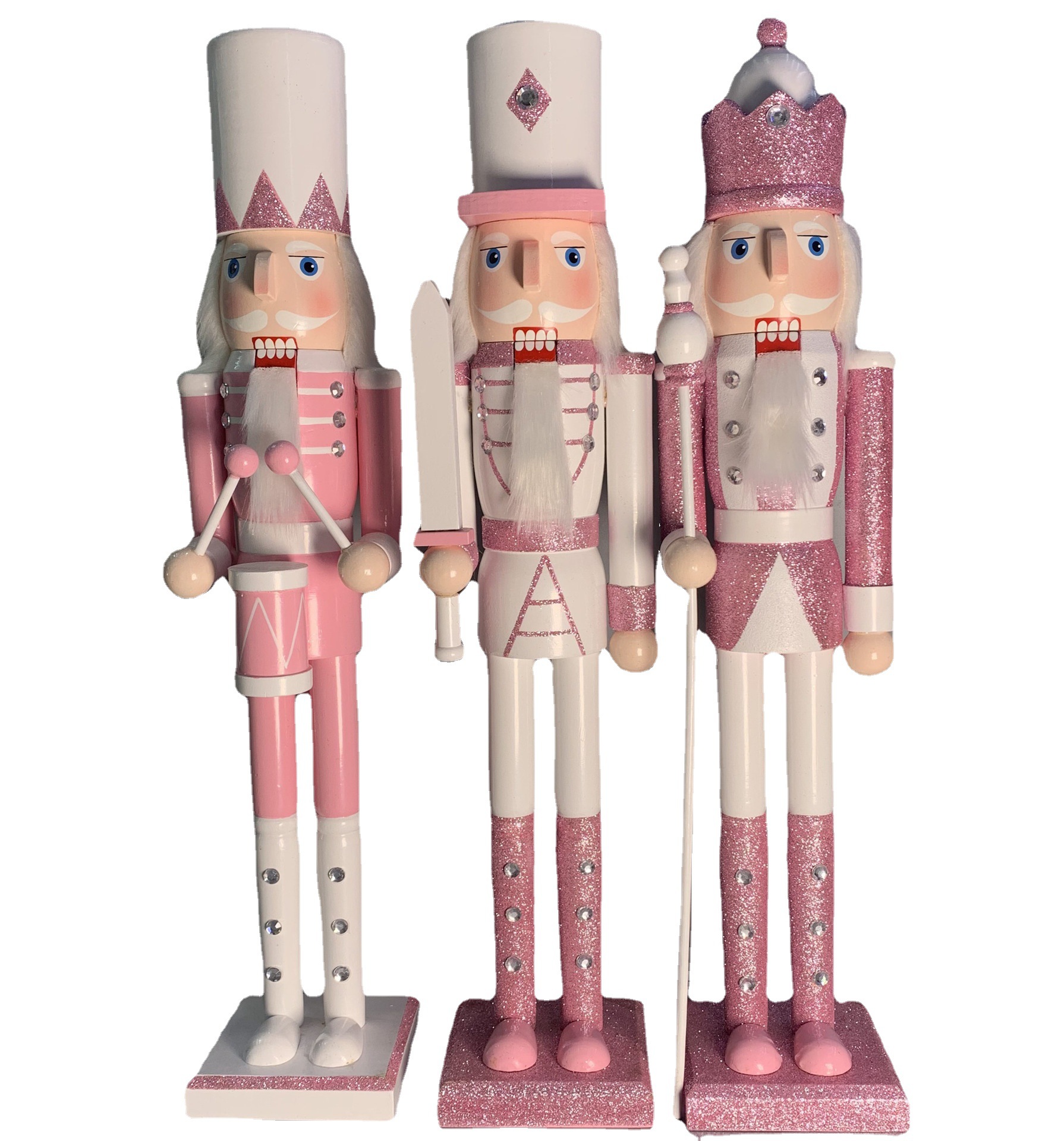 Decoraciones navideñas new pink set 50cm cascanueces marionetas pinzas de nuez figuras home pendulares