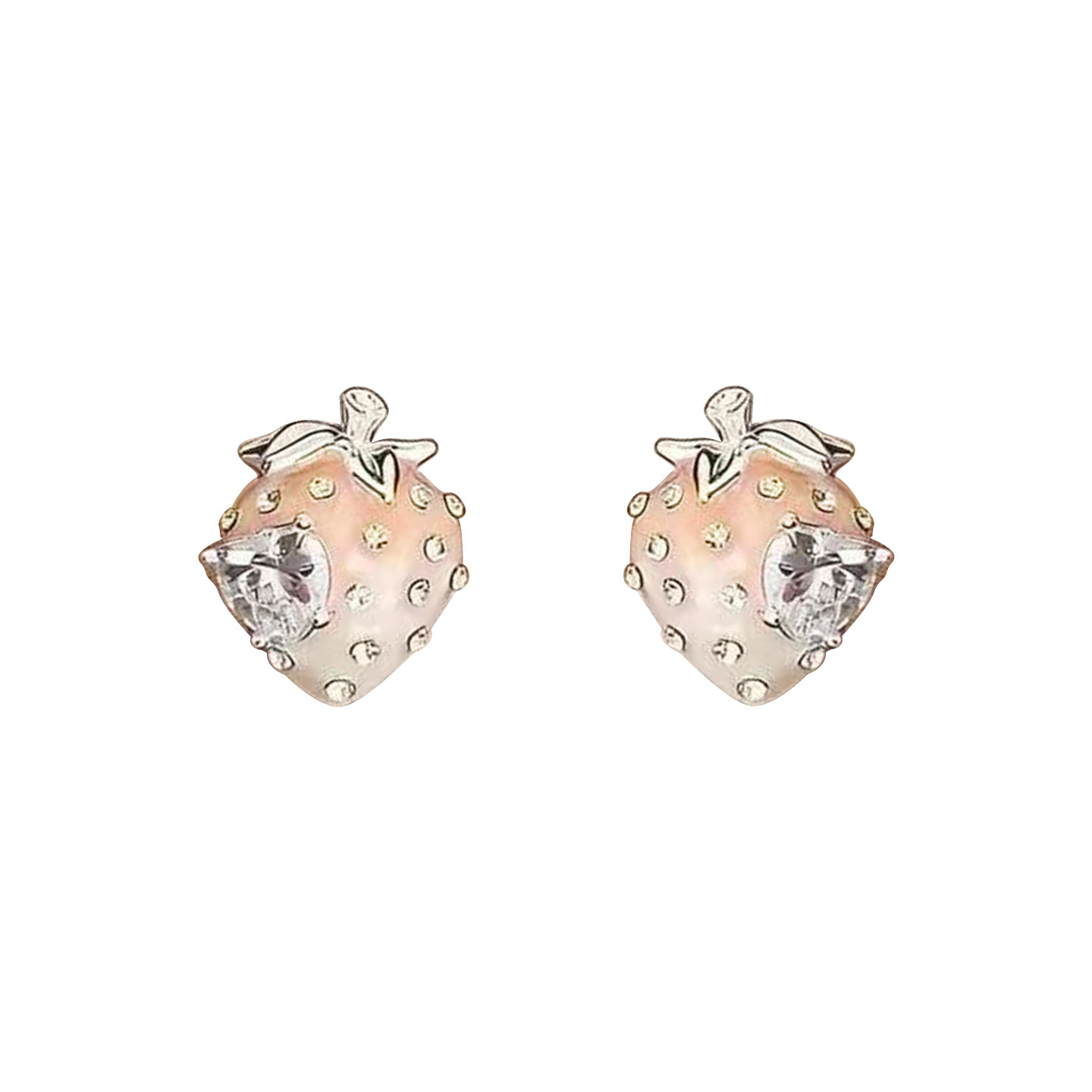 Spring and Summer new fashionable, sweet and individual stud earrings for women S925 silver needle enamel oil Drip strawberry earrings wholesale Item Picture