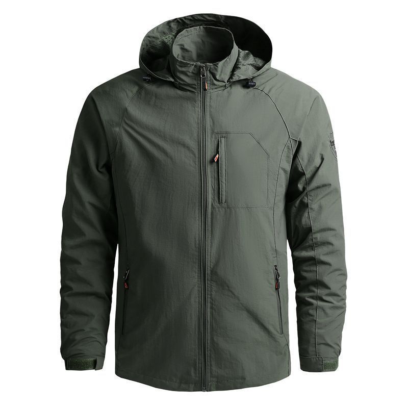 2021 Spring and Autumn Cross-border Men's Jacket, thin mountaineering and outdoor Windbreaker, casual sport windbreaker, hooded jacket for men details Picture