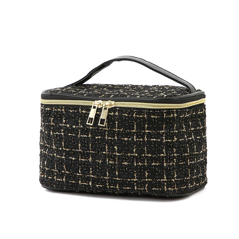 Checkerboard Checkered Portable Small Fragrance Makeup Bag Large Capacity Portable Toiletry Storage Bag Travel Bag Item Picture