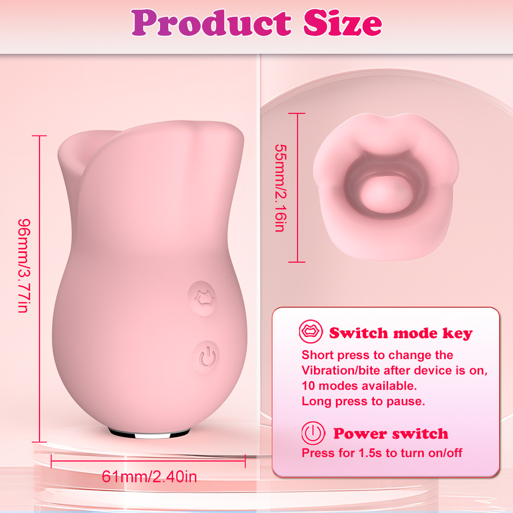 Tongue lick vibrator, silicone rechargeable masturbation device, adult sex toys for women Specification drawing