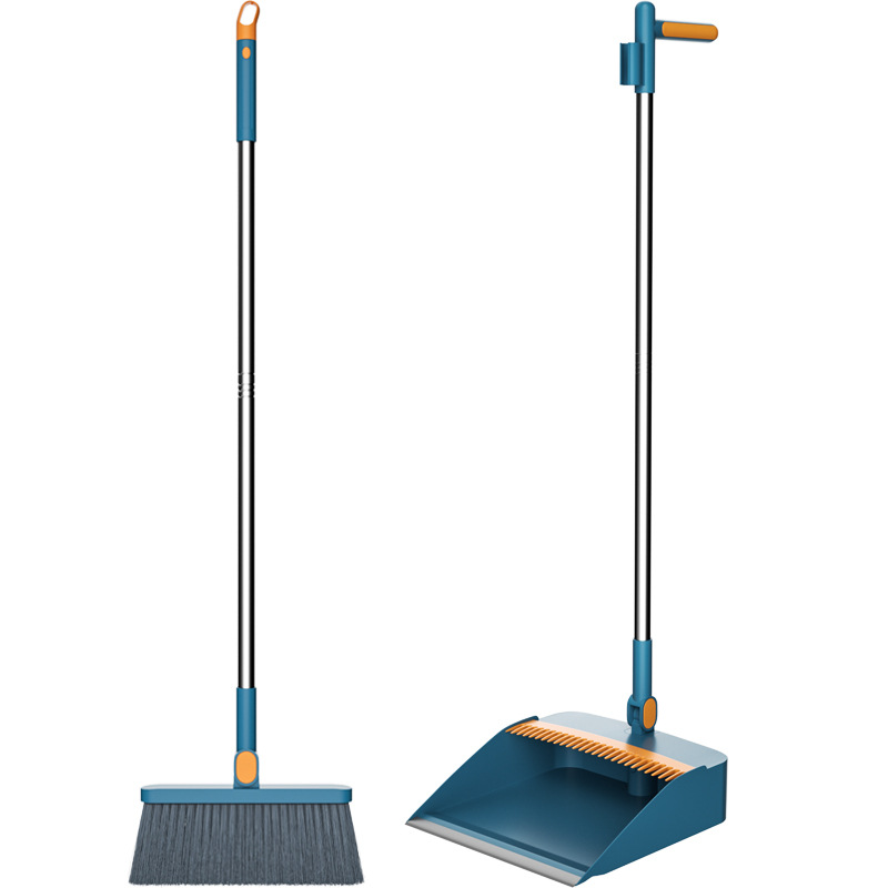Household Dustpan Broom Set Soft Wool Rotating Broom Non-Stick Hair Folding Plastic Large Dustpan Whisk Combination Item Picture