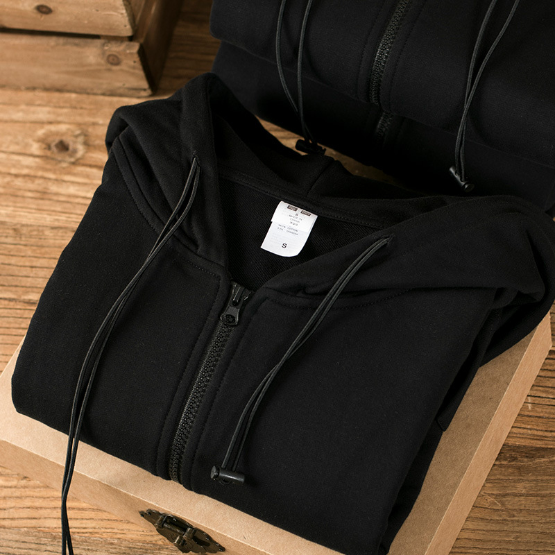 Heavy cardigan jacket, cotton hooded zipper casual long-sleeved sweatshirt in stock for wholesale, printed logo details Picture
