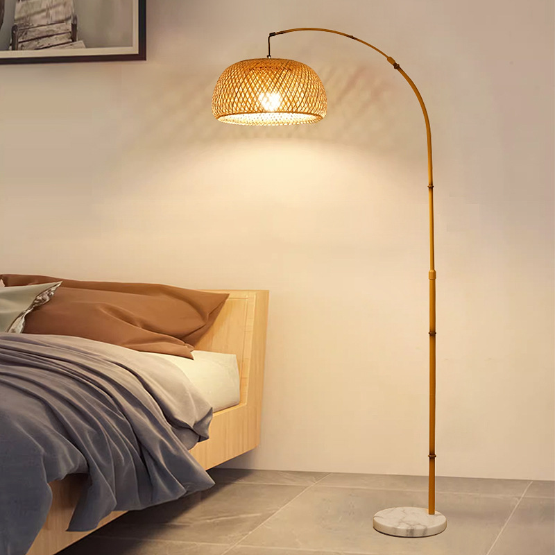 Wabi-sabi style floor lamp, bedroom and living room lamp, Chinese-style retro Zen tea table, fishing lamp, new Chinese-style floor table lamp Specification image