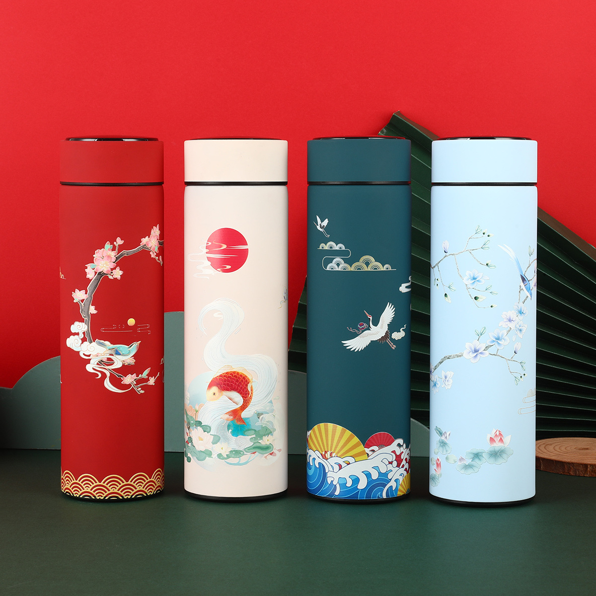 国潮智能温度显示不锈钢保温杯商务礼品水杯高颜值中国风定制logo