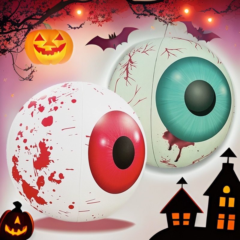 New PVC inflatable LED light ball Halloween decoration party supplies, terrifying bloodshot Halloween eyeball ornaments full figure