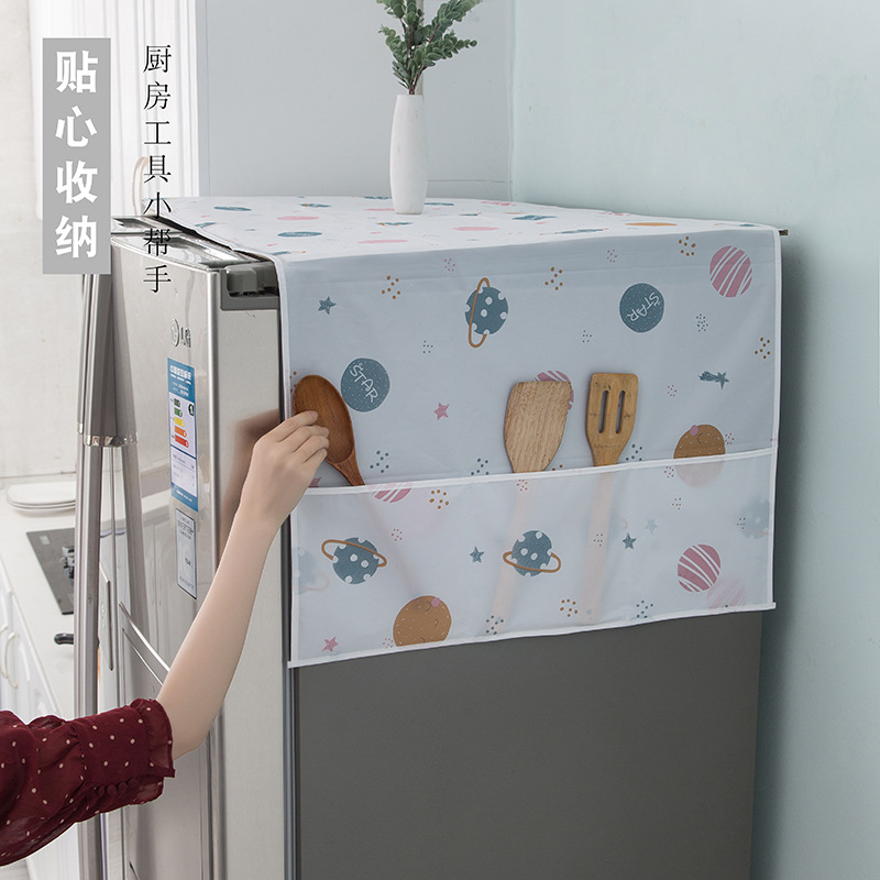 New refrigerator and washing machine dust cover hanging bag peva washable, dust-proof and oil-proof, household appliance storage cover details Picture