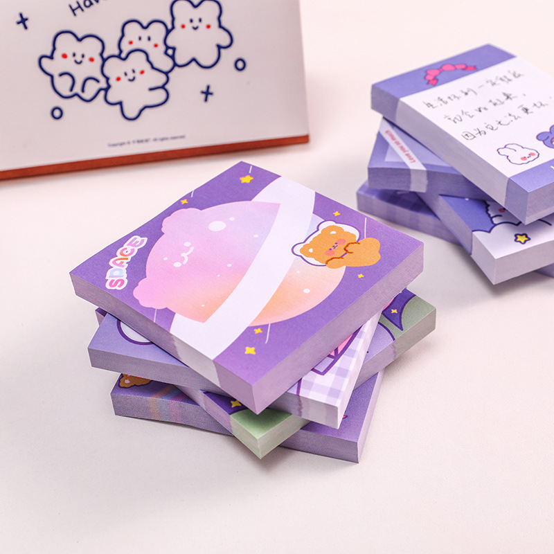 Bunny Bear sticky notes ins High appearance level girl heart can stick N times stick student message notes note pad Application Scenario