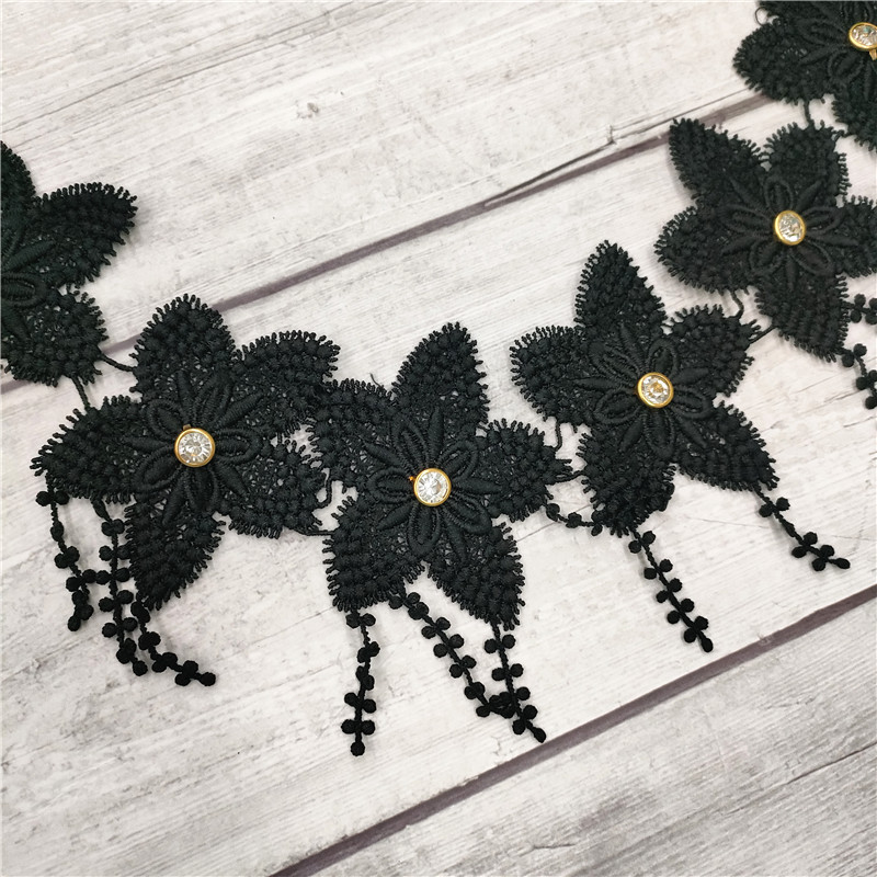 Manufacturers Direct Lace Lace Milk Silk Black Star Pendant Plus Drill Hand Water-Soluble Barcode Clothing Accessories Specification drawing