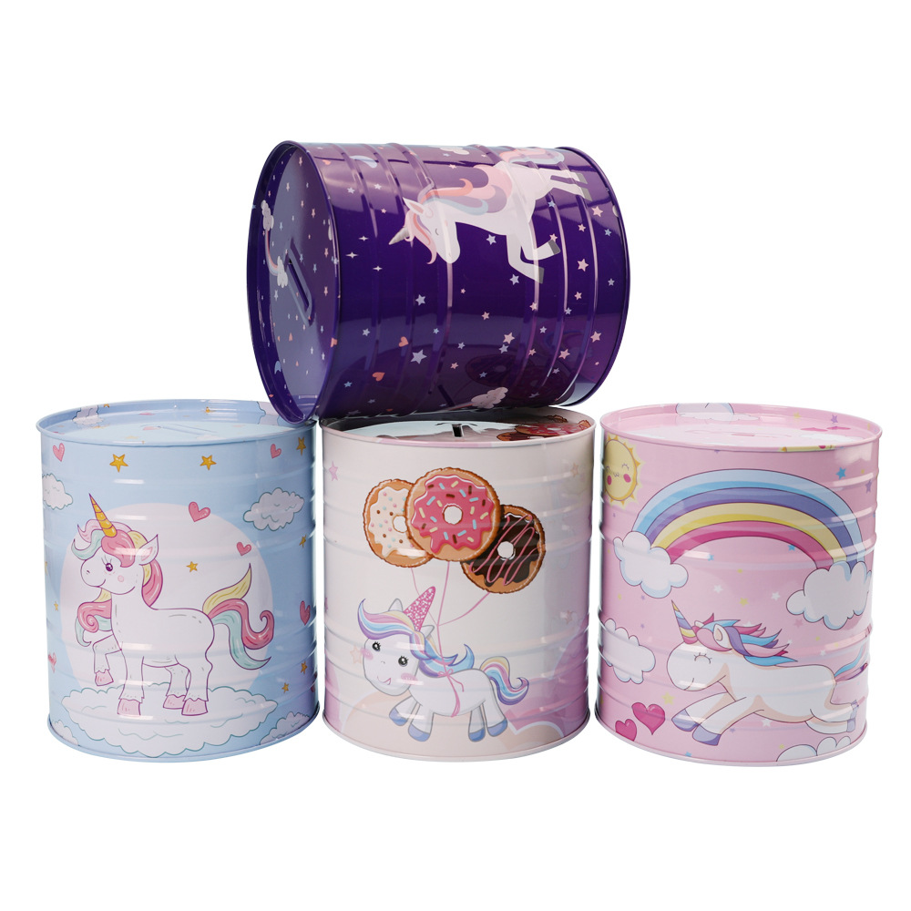 Creative Large Capacity Tinplate Piggy Bank Mermaid Unicorn Can Only Get In The Piggy Bank Application Scenario