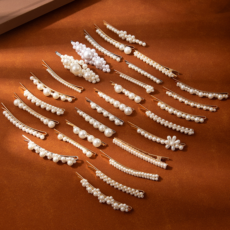 Korean popular pearl one-shoulder clip for women, elegant bangs, forehead fringe clip, high-end and simple bb clip wholesale