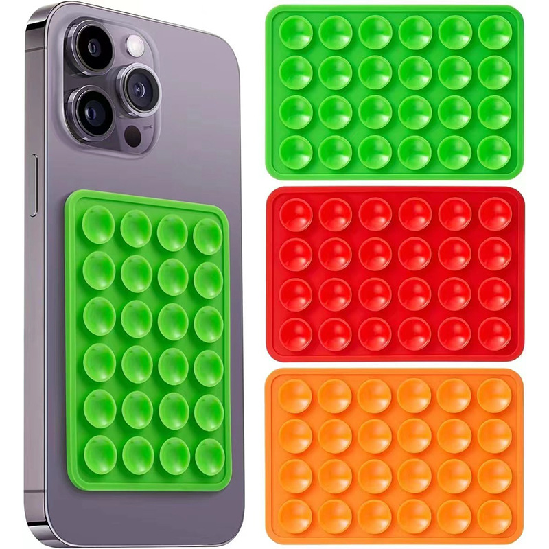 Silicone mobile phone sucker thickened 24 pieces silicone sucker square single sided silicone sucker multi-functional mobile phone case Application Scenario