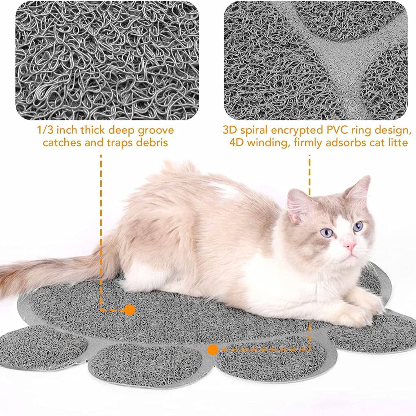 Pet supplies: PVC cat litter pads, cat litter basins, leak-proof pads, cat toilet pads, anti-slip cat paw pads, cat meal pads Specification image