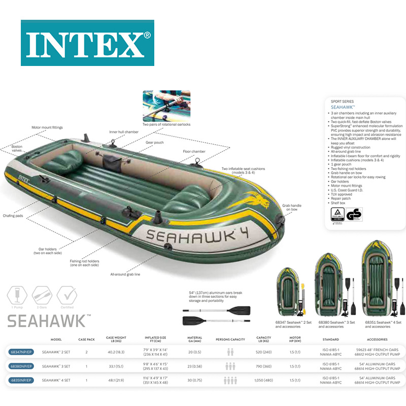 INTEX68351 Sea Eagle Four-person Boat Set Inflatable rubber Boat Double Charge Rafting Boat kayak Application Scenario