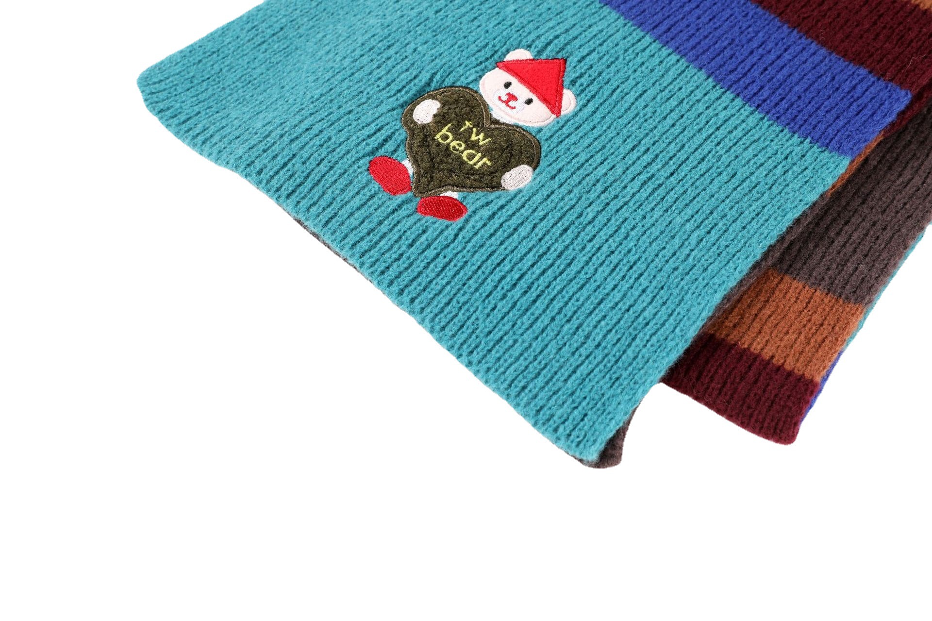 Zhao Rusi With The Winter Cartoon Bear Wool Rainbow Horizontal Scarf Students Warm Lovers Item Picture