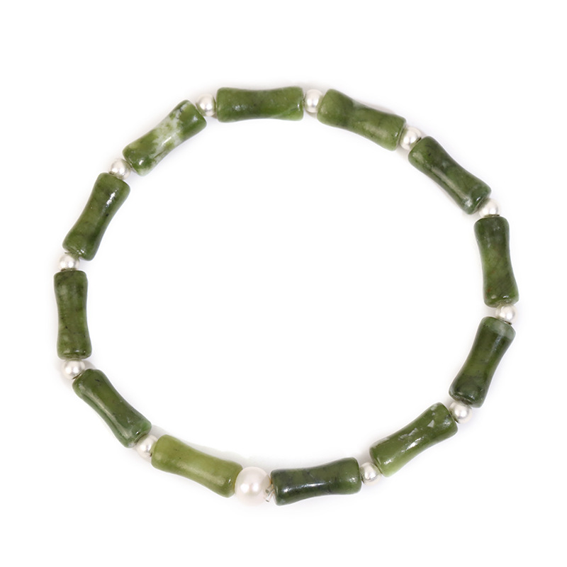 Chinese-style golden thread jade bamboo joint spliced bracelet, national trend rising steadily, cultural and artistic bracelet, men's and women's single-loop jewelry Item Picture