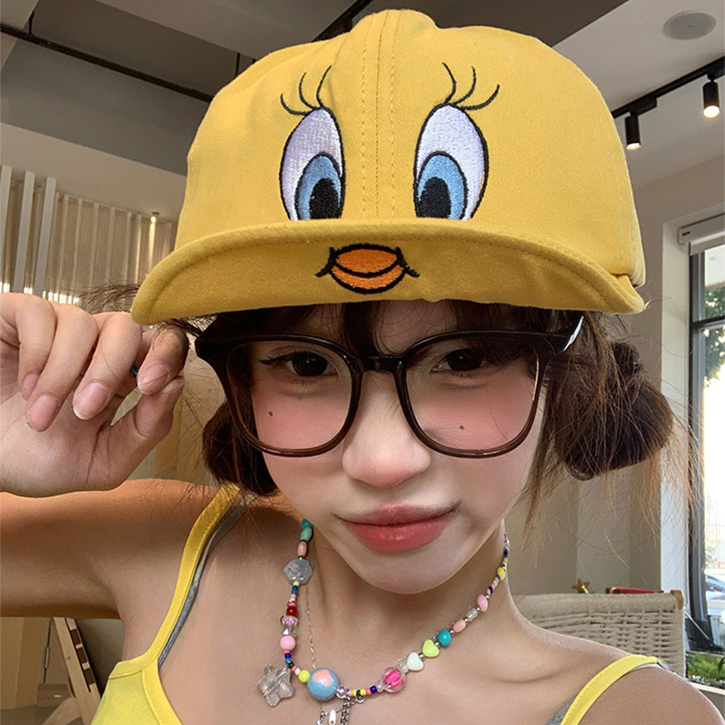 Brand [Sondona] Casual caps, baseball caps, Korean Choi Do Choi Er, upturned baseball caps, children's summer cute cartoon little yellow duck embroidered sunshade baseball caps, trendy Specification image