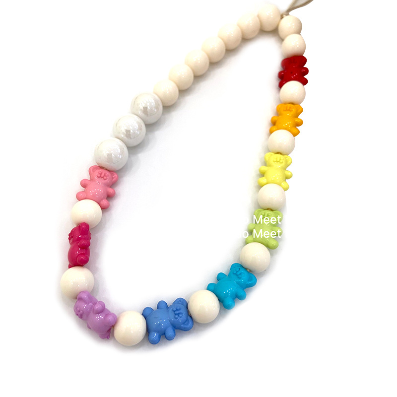 Mobile Phone Lange Accessories 2022 Summer New Colorful Bear Beaded Mobile Phone Shell Accessories Mobile Phone Chain Item Picture