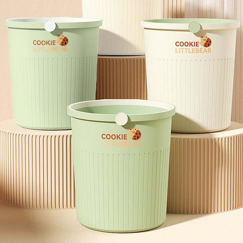 Cream-style trash can, large household, high appearance level, simple kitchen, living room, toilet, bathroom, bedroom, light luxury wastebasket Application Scenario