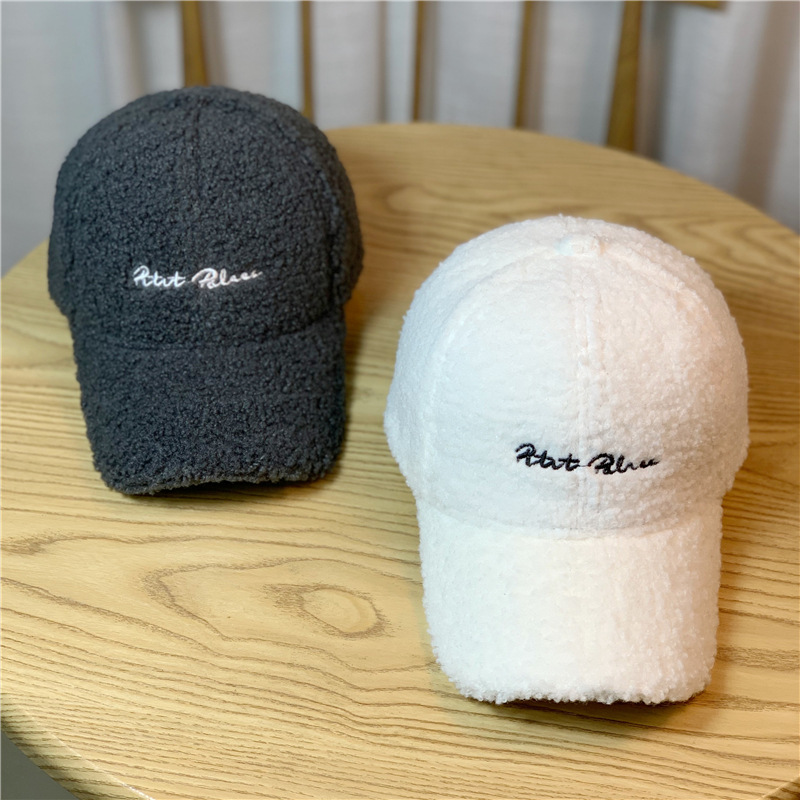 Lamb Hair Hat Female Autumn And Winter All Fashion Plush Duck Cap Winter Lamb Velvet Baseball Cap Winter Korean Version Of The Tide details Picture