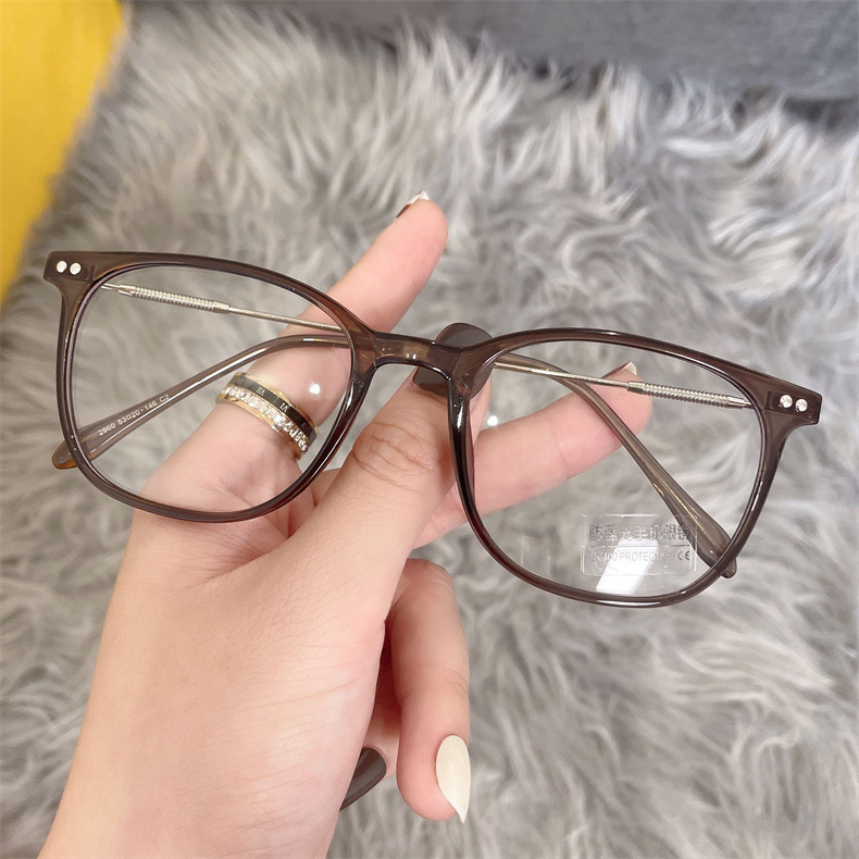 新款防蓝光眼镜批发可配近视超轻方框金属男女时尚复古学生平光镜