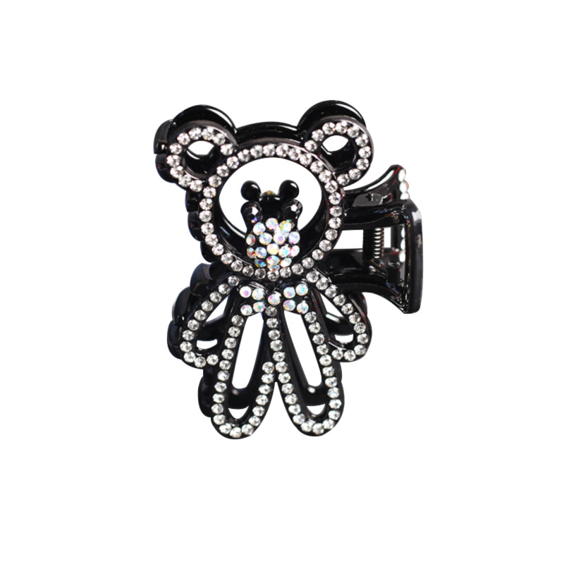 Wholesale large cartoon bear style high-end hair clips, with a lot of hair at the back of the head and diamond-encrusted shark clips Item Picture