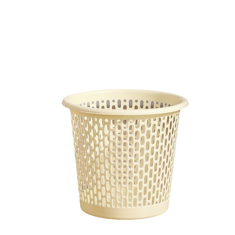 Cream-style paper baskets, household wholesale, uncovered, thickened trash cans for living rooms, toilets and bathrooms, plastic trash cans wholesale Item Picture