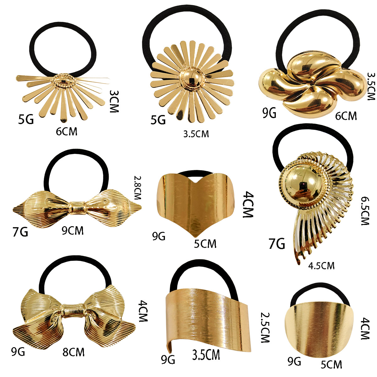 European and American cross-border braided hair, simple floral leather band, bow, metal hair tie, sweet ins elastic hair band head accessories details Picture