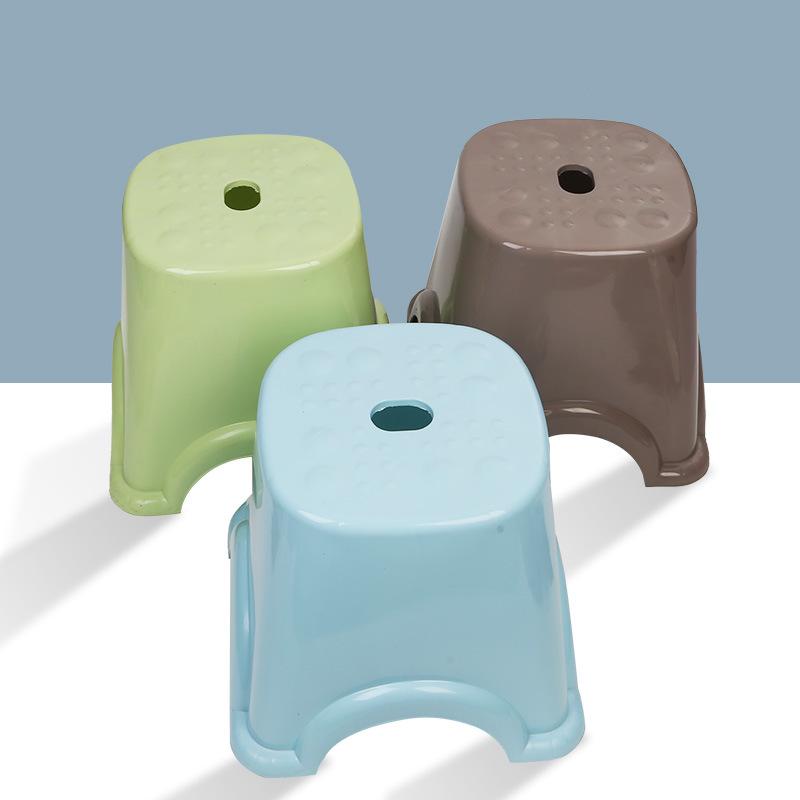 Wholesale plastic stools for adults and children, thickened plastic stools that can be printed with logos, bathroom stools, household shoe-changing stools details Picture