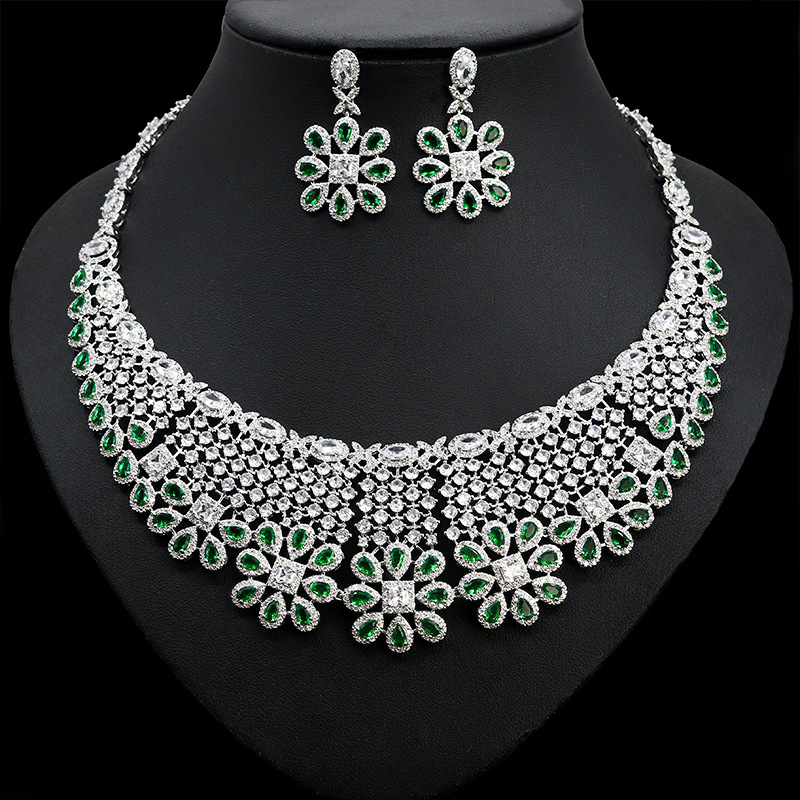 跨境热卖欧美项链女百搭高级感奢华锁骨链冷淡风耳环套装饰品批发 格蒂莎LYTJ30012套装