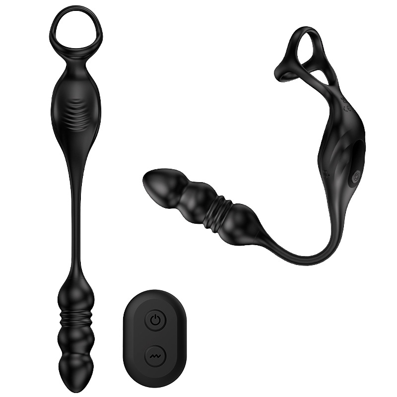 Adult sex toys such as the telescopic double-ring exercise vibration anal plug massager full figure