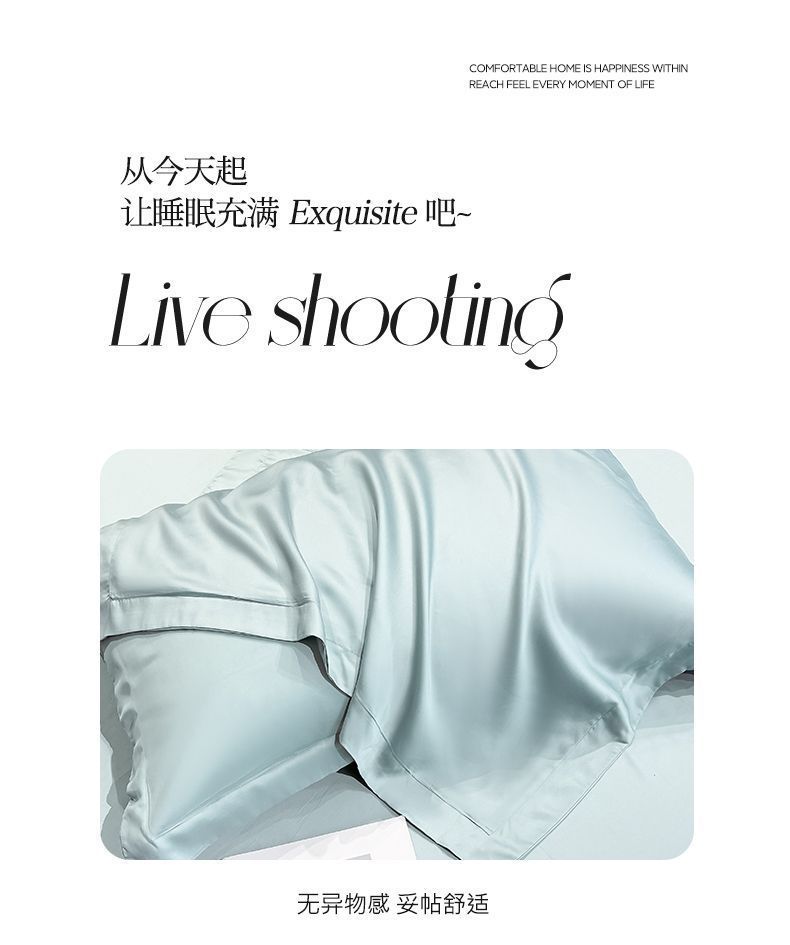 A类100支天丝枕套夏季凉爽真丝美容枕头套纯色冰丝枕芯套48X74cm详情6