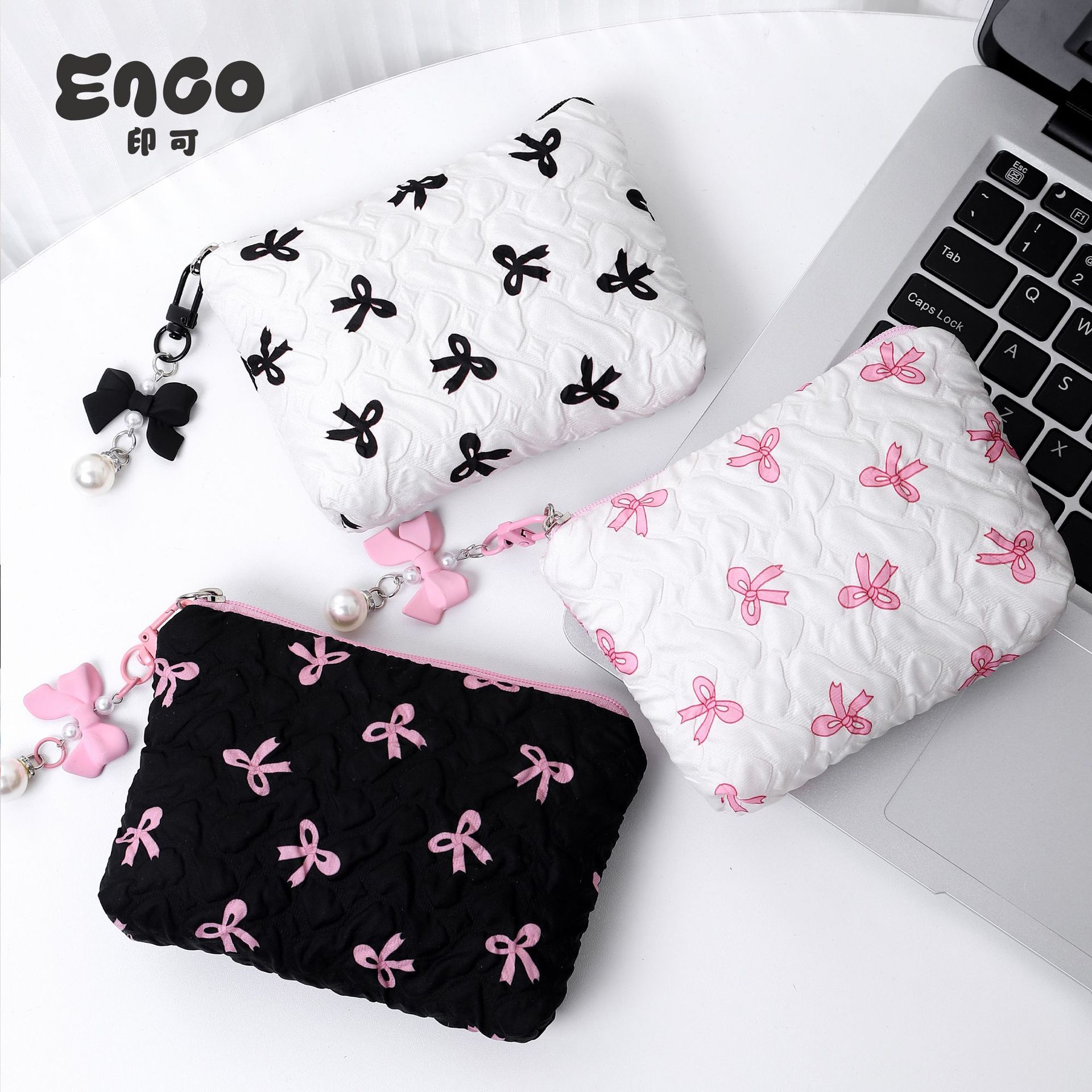 跨境蝴蝶结化妆包高颜值零钱包收纳包可爱化妆包大容量高级感包包