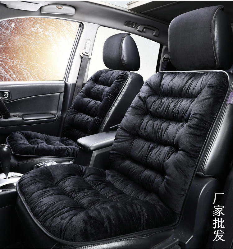 New Autumn And Winter Extra Thick Plush Cushion Car Cushion Plush Single Car Cushion Seat Cover Back Three-Piece Set details Picture