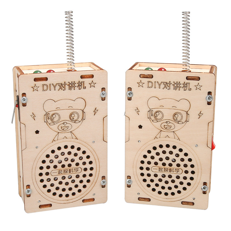 DIY wooden technology small project for long-distance wireless paging of children's walkie-talkies, fun assembly model for primary school students Item Picture