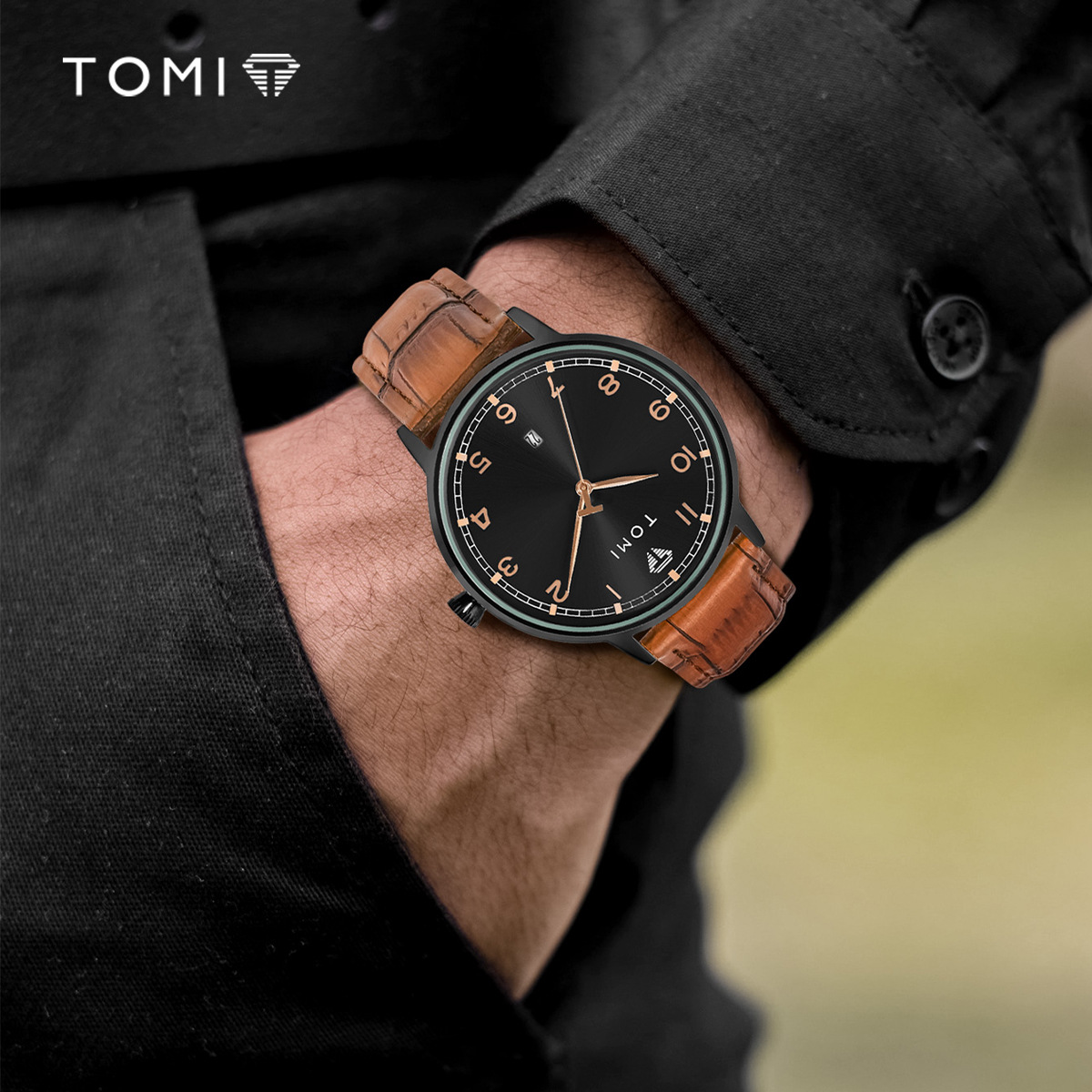 【新品】TOMI特米手表韩版时尚圆形男女手表潮流简约休闲日历腕表