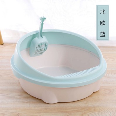 Pet litter box Semi-enclosed thick spatter-proof cat toilet Durable round simple litter box cleaning products Item Picture