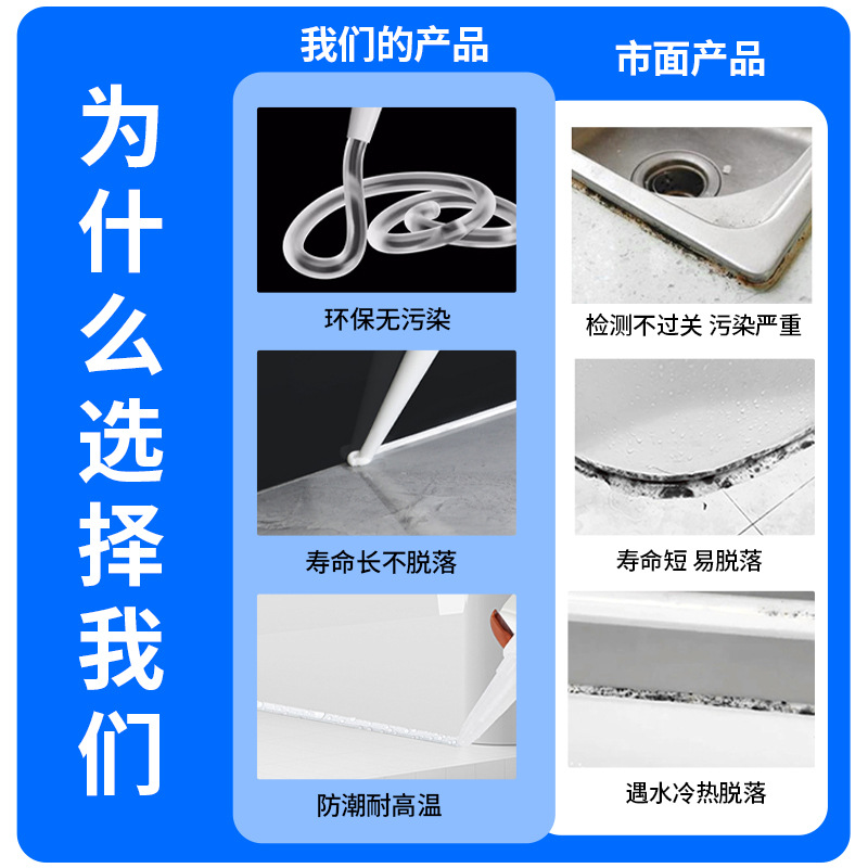 Transparent glass glue anti-mold, kitchen and bathroom waterproof special sealing quick-drying beauty edge finishing glue, whole box wholesale Specification image