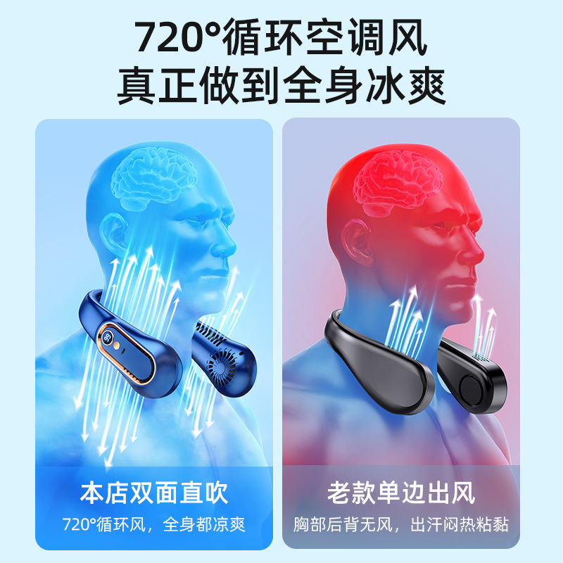 New Halter Fan Usb Charging Portable Small Fan Student Office Sports Digital Display Halter Fan Application Scenario