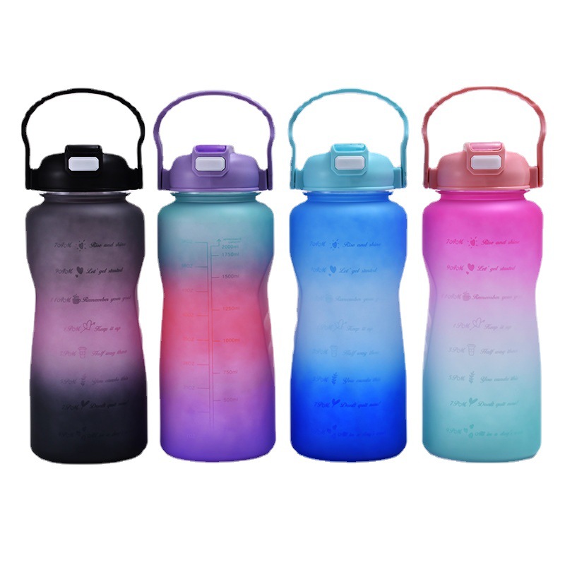 Large Capacity Outdoor Gradient Plastic Cup Summer As Space Cup Frosted Sports Plastic Kettle Straw Cup Set Cup Item Picture
